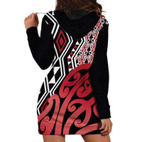 New Zealand Hoodie Dress Aotearoa Kowhaiwhai Mix Taniko Art - Red