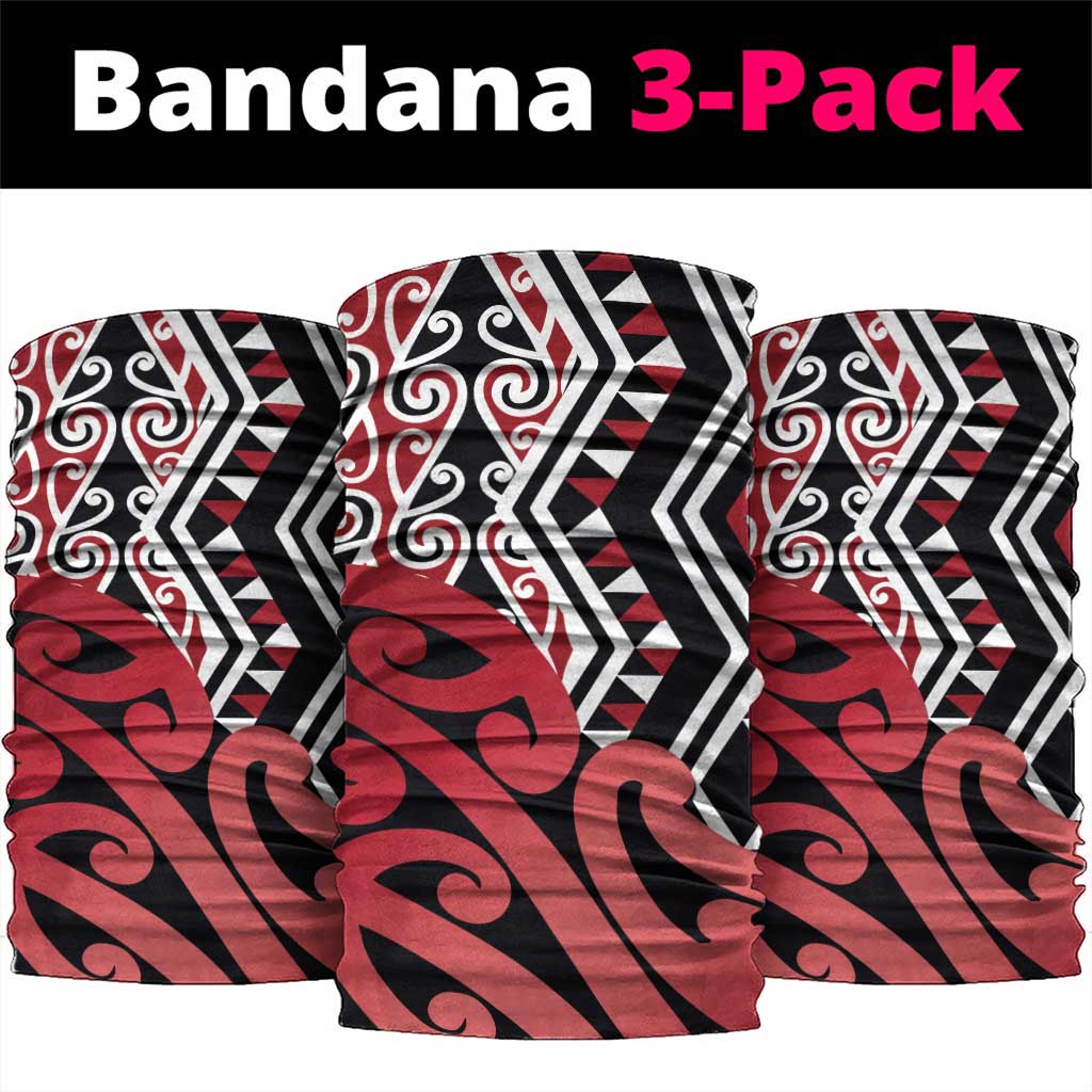 New Zealand Neck Gaiter Aotearoa Kowhaiwhai Mix Taniko Art - Red - Polynesian Pride