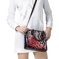 New Zealand Shoulder Handbag Aotearoa Kowhaiwhai Mix Taniko Art - Red