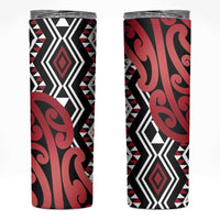New Zealand Skinny Tumbler Aotearoa Kowhaiwhai Mix Taniko Art - Red LT14 Red - Polynesian Pride
