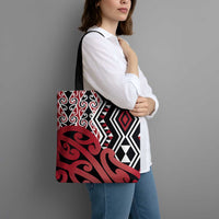 New Zealand Tote Bag Aotearoa Kowhaiwhai Mix Taniko Art - Red - Polynesian Pride