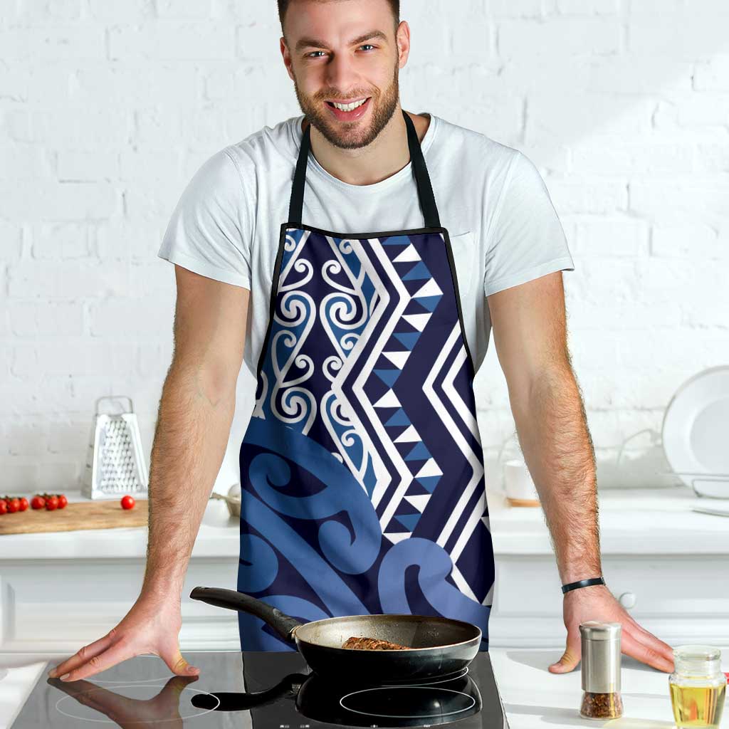 New Zealand Apron Aotearoa Kowhaiwhai Mix Taniko Art - Blue - Polynesian Pride