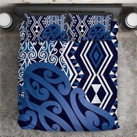 New Zealand Bedding Set Aotearoa Kowhaiwhai Mix Taniko Art - Blue LT14 Blue - Polynesian Pride