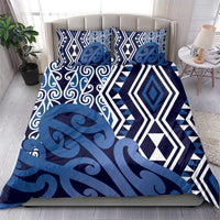 New Zealand Bedding Set Aotearoa Kowhaiwhai Mix Taniko Art - Blue LT14 - Polynesian Pride