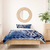 New Zealand Bedding Set Aotearoa Kowhaiwhai Mix Taniko Art - Blue LT14 - Polynesian Pride