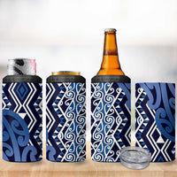 New Zealand 4 in 1 Can Cooler Tumbler Aotearoa Kowhaiwhai Mix Taniko Art - Blue LT14 - Polynesian Pride