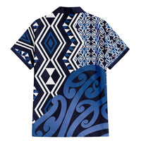 New Zealand Family Matching Mermaid Dress and Hawaiian Shirt Aotearoa Kowhaiwhai Mix Taniko Art - Blue LT14 - Polynesian Pride