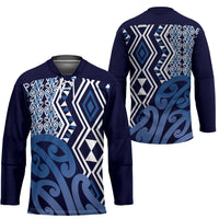 New Zealand Hockey Jersey Aotearoa Kowhaiwhai Mix Taniko Art - Blue - Polynesian Pride
