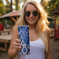 New Zealand Skinny Tumbler Aotearoa Kowhaiwhai Mix Taniko Art - Blue LT14 - Polynesian Pride