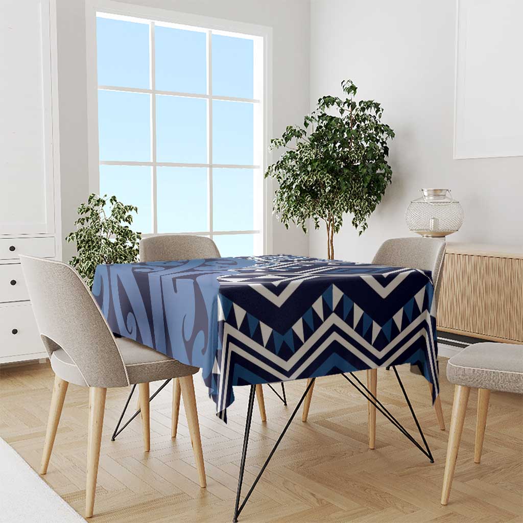 New Zealand Tablecloth Aotearoa Kowhaiwhai Mix Taniko Art - Blue