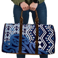 New Zealand Travel Bag Aotearoa Kowhaiwhai Mix Taniko Art - Blue LT14 Blue - Polynesian Pride