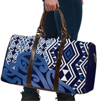 New Zealand Travel Bag Aotearoa Kowhaiwhai Mix Taniko Art - Blue LT14 - Polynesian Pride