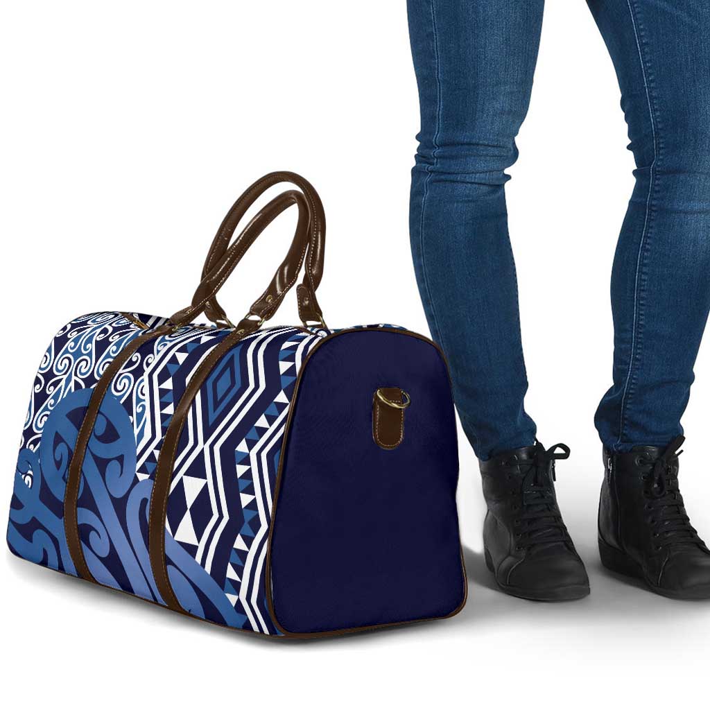 New Zealand Travel Bag Aotearoa Kowhaiwhai Mix Taniko Art - Blue LT14 - Polynesian Pride