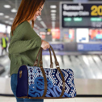 New Zealand Travel Bag Aotearoa Kowhaiwhai Mix Taniko Art - Blue LT14 - Polynesian Pride