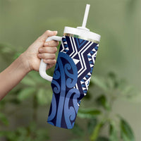 New Zealand Tumbler With Handle Aotearoa Kowhaiwhai Mix Taniko Art - Blue LT14