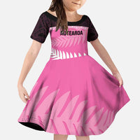 Custom New Zealand Aotearoa Cricket Family Matching Mermaid Dress and Hawaiian Shirt Go White Silver Fern LT14 Daughter's Dress Pink - Polynesian Pride