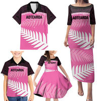 Custom New Zealand Aotearoa Cricket Family Matching Puletasi and Hawaiian Shirt Go White Silver Fern LT14 - Polynesian Pride