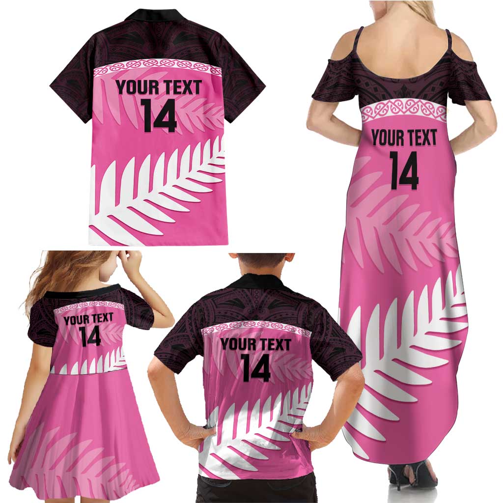 Custom New Zealand Aotearoa Cricket Family Matching Summer Maxi Dress and Hawaiian Shirt Go White Silver Fern LT14 - Polynesian Pride
