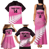 Custom New Zealand Aotearoa Cricket Family Matching Tank Maxi Dress and Hawaiian Shirt Go White Silver Fern LT14 - Polynesian Pride