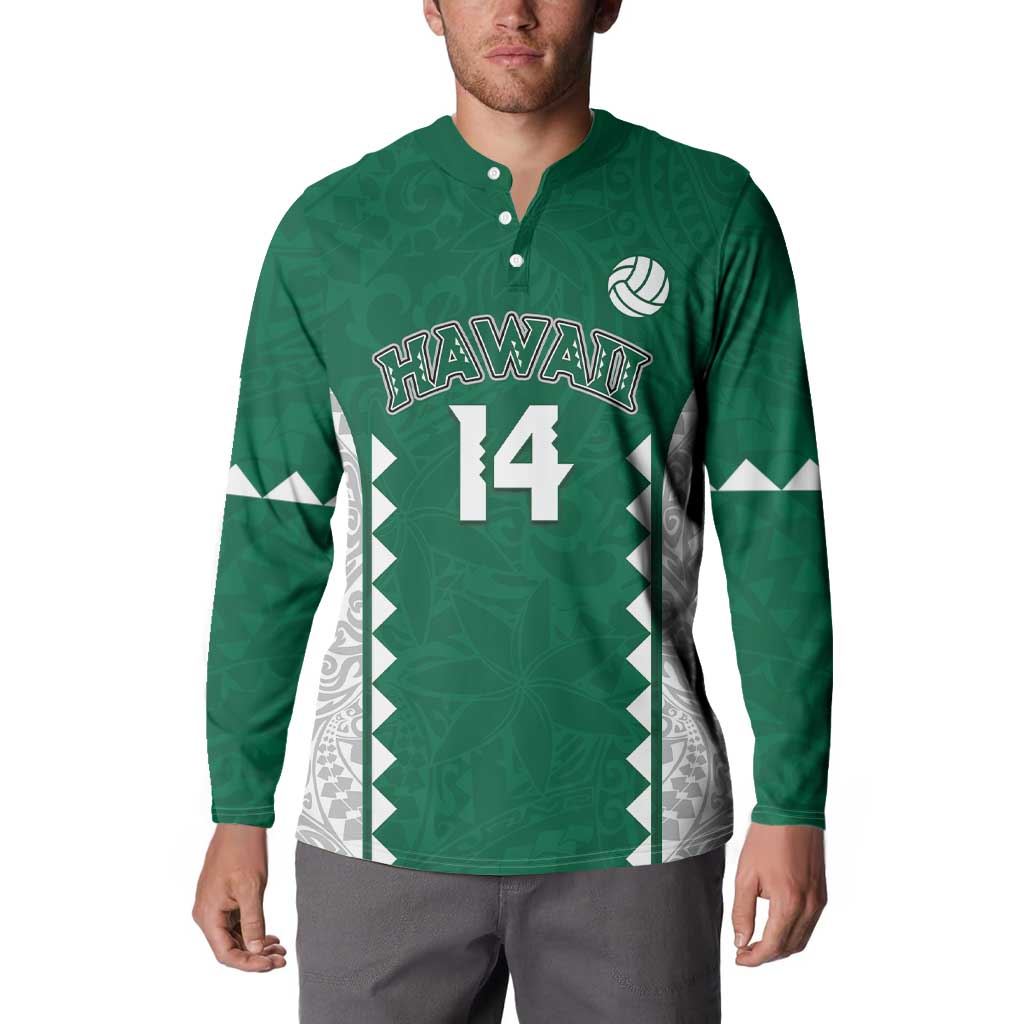 Custom Hawaii Volleyball Button Sweatshirt Hawaiian Kakau Pattern