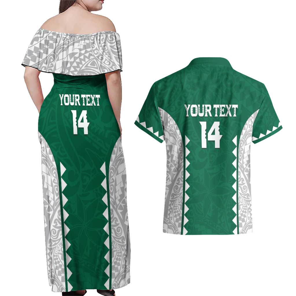 Custom Hawaii Volleyball Couples Matching Off Shoulder Maxi Dress and Hawaiian Shirt Hawaiian Kakau Pattern