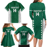 Custom Hawaii Volleyball Family Matching Long Sleeve Bodycon Dress and Hawaiian Shirt Hawaiian Kakau Pattern LT14 - Polynesian Pride
