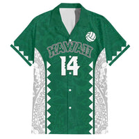 Custom Hawaii Volleyball Family Matching Long Sleeve Bodycon Dress and Hawaiian Shirt Hawaiian Kakau Pattern LT14 Dad's Shirt - Short Sleeve Green - Polynesian Pride