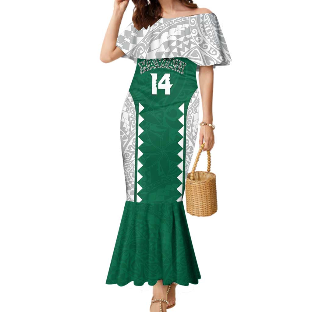 Custom Hawaii Volleyball Family Matching Mermaid Dress and Hawaiian Shirt Hawaiian Kakau Pattern