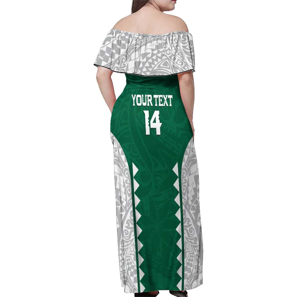 Custom Hawaii Volleyball Family Matching Off Shoulder Maxi Dress and Hawaiian Shirt Hawaiian Kakau Pattern