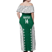 Custom Hawaii Volleyball Family Matching Off Shoulder Maxi Dress and Hawaiian Shirt Hawaiian Kakau Pattern