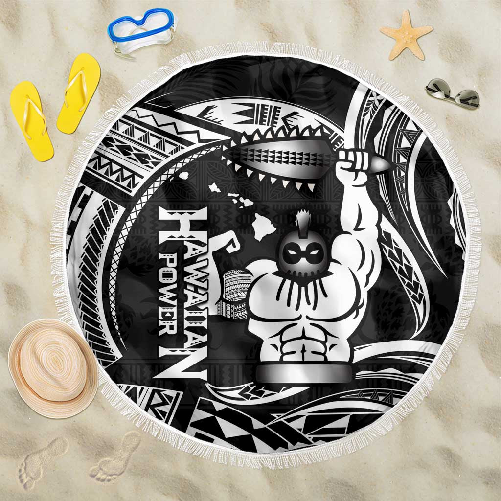 Black Hawaii Ikaika Warrior Beach Blanket Hawaiian Power LT14 One Size 150cm Black - Polynesian Pride