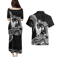 Black Hawaii Ikaika Warrior Couples Matching Puletasi and Hawaiian Shirt Hawaiian Power LT14 - Polynesian Pride