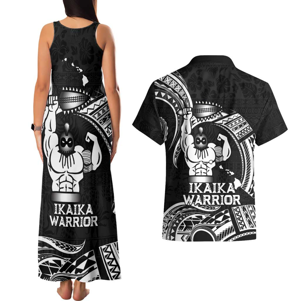 Black Hawaii Ikaika Warrior Couples Matching Tank Maxi Dress and Hawaiian Shirt Hawaiian Power LT14 - Polynesian Pride