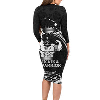 Black Hawaii Ikaika Warrior Family Matching Long Sleeve Bodycon Dress and Hawaiian Shirt Hawaiian Power LT14 - Polynesian Pride