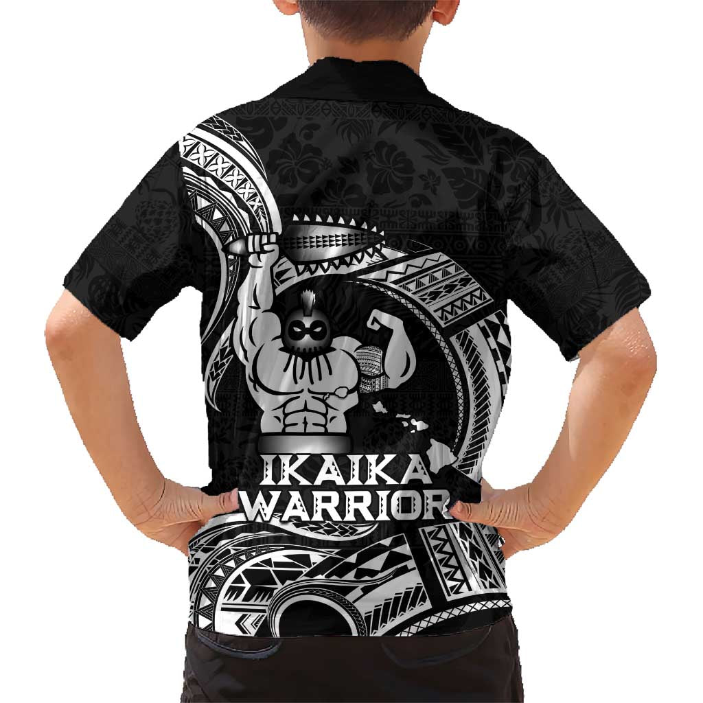 Black Hawaii Ikaika Warrior Family Matching Short Sleeve Bodycon Dress and Hawaiian Shirt Hawaiian Power LT14 - Polynesian Pride