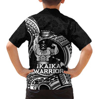 Black Hawaii Ikaika Warrior Family Matching Short Sleeve Bodycon Dress and Hawaiian Shirt Hawaiian Power LT14 - Polynesian Pride