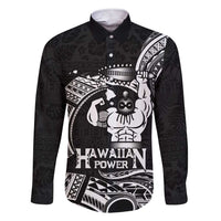Black Hawaii Ikaika Warrior Family Matching Short Sleeve Bodycon Dress and Hawaiian Shirt Hawaiian Power LT14 Dad's Shirt - Long Sleeve Black - Polynesian Pride