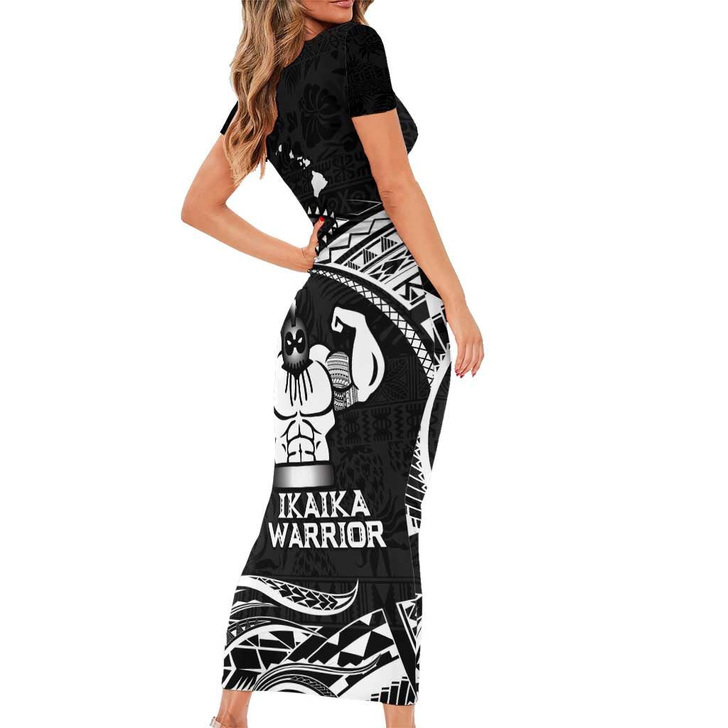 Black Hawaii Ikaika Warrior Family Matching Short Sleeve Bodycon Dress and Hawaiian Shirt Hawaiian Power LT14 - Polynesian Pride