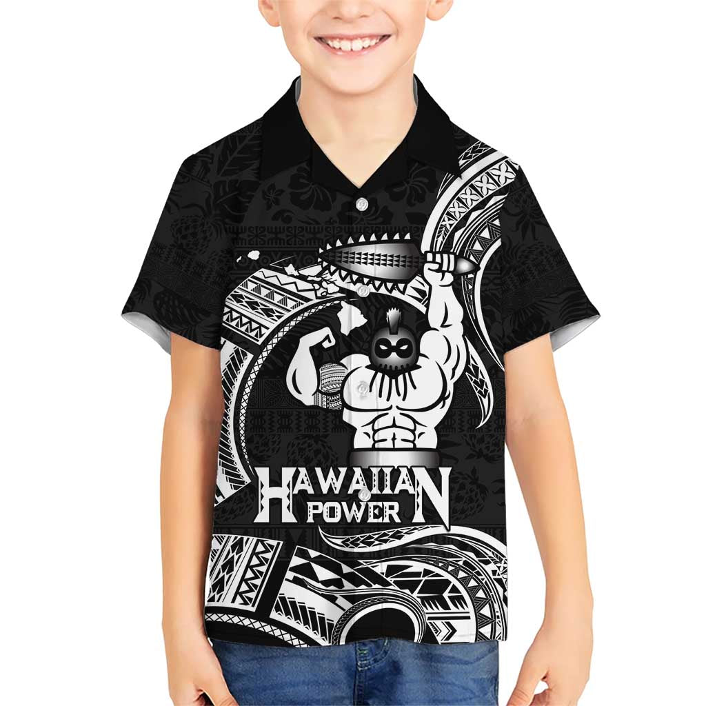 Black Hawaii Ikaika Warrior Family Matching Short Sleeve Bodycon Dress and Hawaiian Shirt Hawaiian Power LT14 Son's Shirt Black - Polynesian Pride