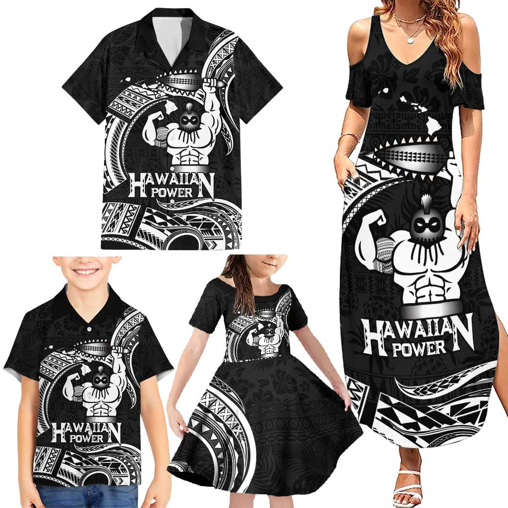 Black Hawaii Ikaika Warrior Family Matching Summer Maxi Dress and Hawaiian Shirt Hawaiian Power LT14 - Polynesian Pride