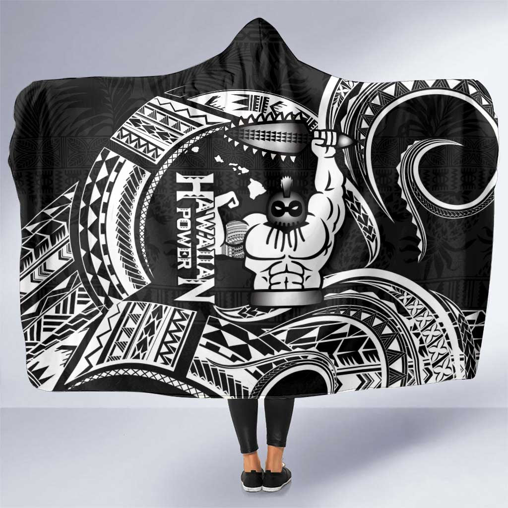 Black Hawaii Ikaika Warrior Hooded Blanket Hawaiian Power LT14 One Size Black - Polynesian Pride