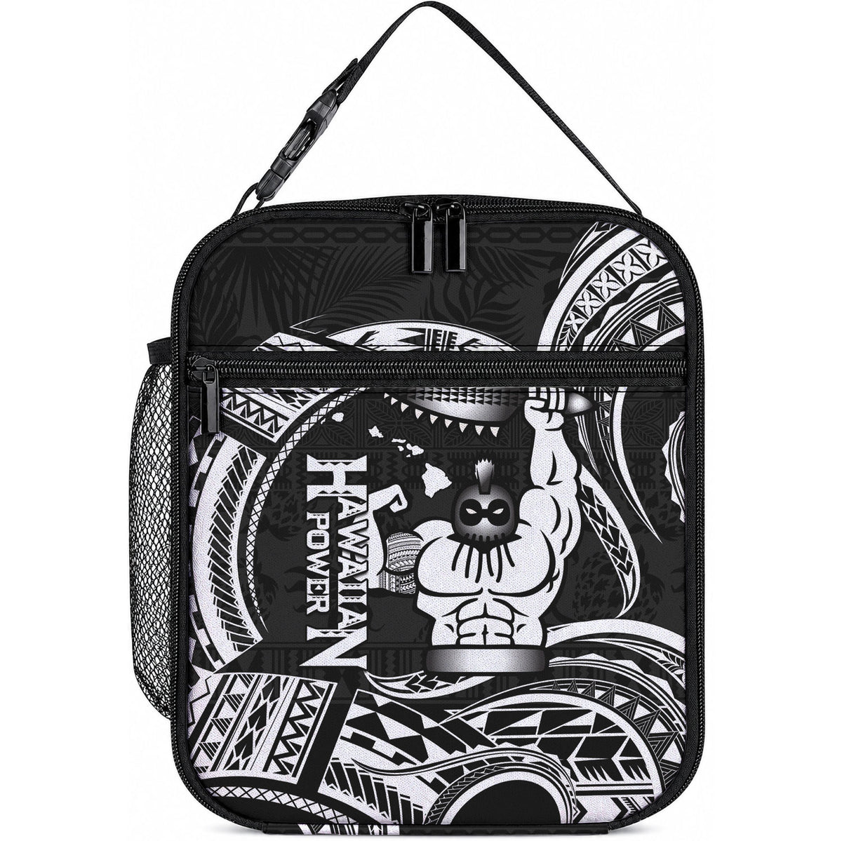 Black Hawaii Ikaika Warrior Lunch Bag Hawaiian Power LT14 10.2 × 8.3 × 4.3 inch Black - Polynesian Pride