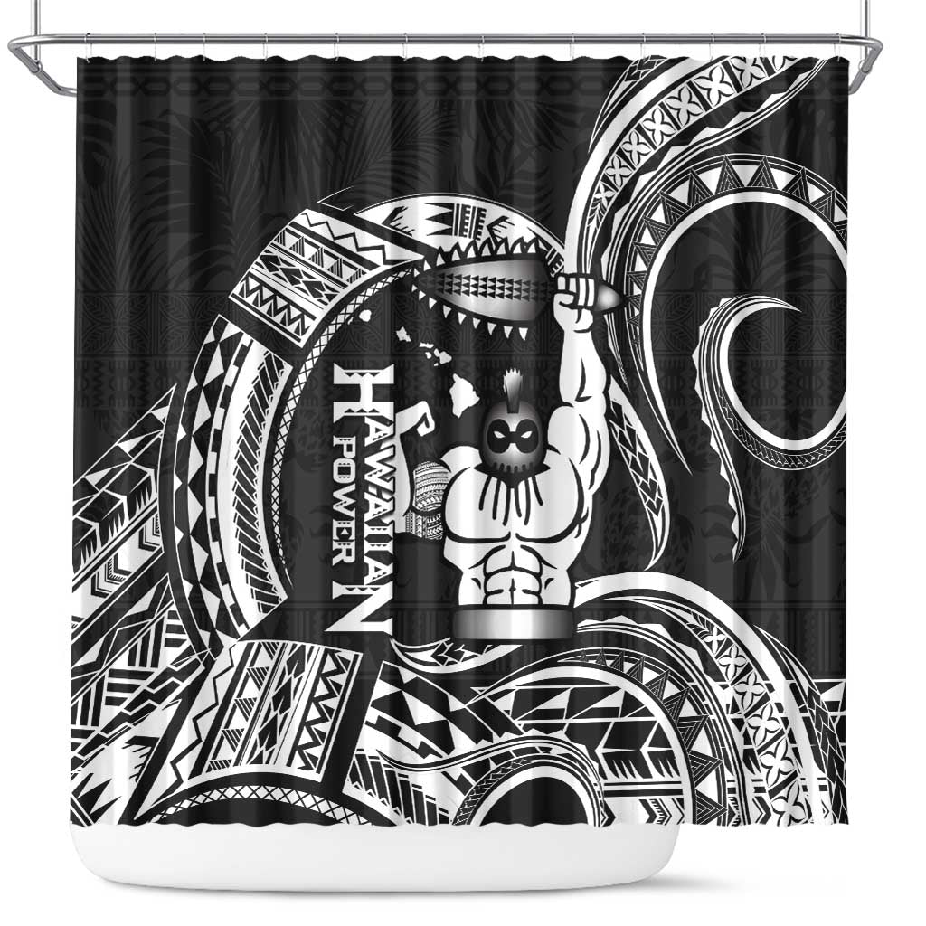 Black Hawaii Ikaika Warrior Shower Curtain Hawaiian Power LT14 Black - Polynesian Pride