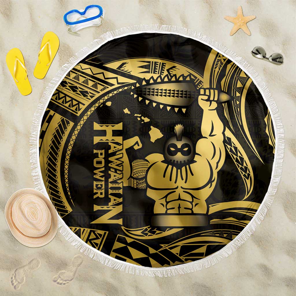 Gold Hawaii Ikaika Warrior Beach Blanket Hawaiian Power LT14 One Size 150cm Gold - Polynesian Pride