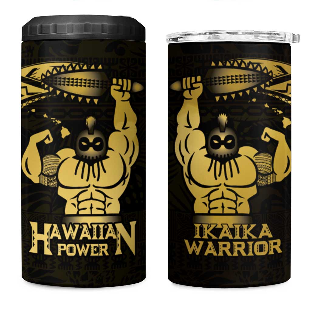 Gold Hawaii Ikaika Warrior 4 in 1 Can Cooler Tumbler Hawaiian Power LT14 One Size: 16 oz Gold - Polynesian Pride