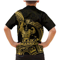 Gold Hawaii Ikaika Warrior Family Matching Mermaid Dress and Hawaiian Shirt Hawaiian Power LT14 - Polynesian Pride