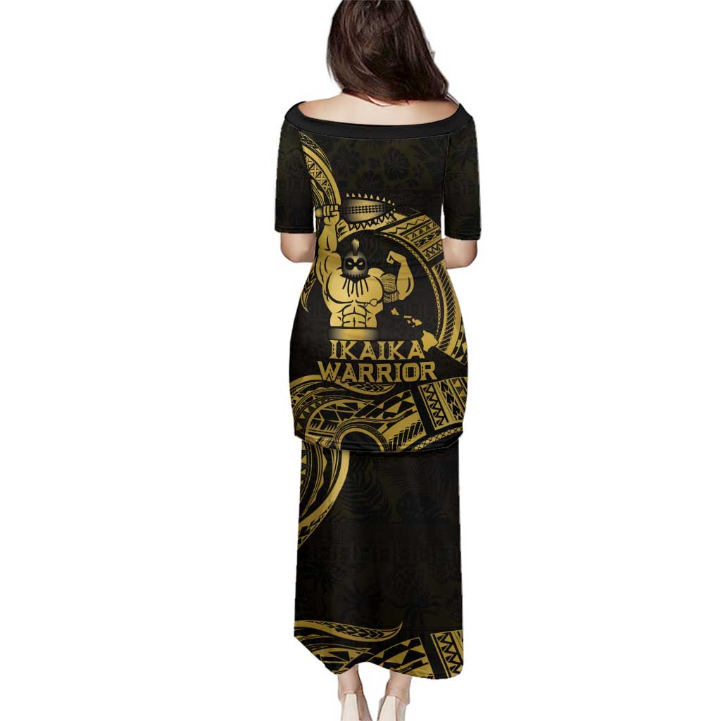 Gold Hawaii Ikaika Warrior Family Matching Puletasi and Hawaiian Shirt Hawaiian Power