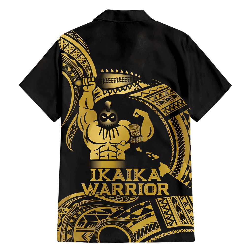 Gold Hawaii Ikaika Warrior Family Matching Short Sleeve Bodycon Dress and Hawaiian Shirt Hawaiian Power LT14 - Polynesian Pride