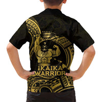 Gold Hawaii Ikaika Warrior Family Matching Tank Maxi Dress and Hawaiian Shirt Hawaiian Power LT14 - Polynesian Pride