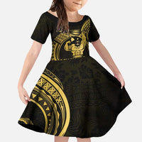 Gold Hawaii Ikaika Warrior Family Matching Tank Maxi Dress and Hawaiian Shirt Hawaiian Power LT14 Daughter's Dress Gold - Polynesian Pride